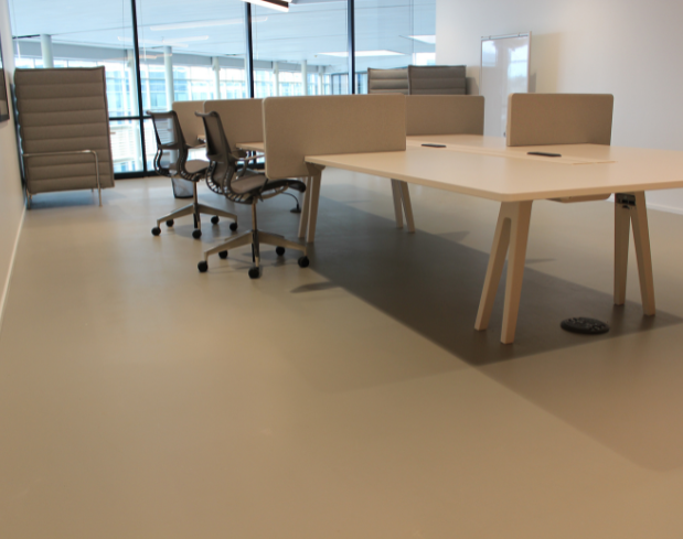 Workplace With Smooth Liquid Elements Flooring